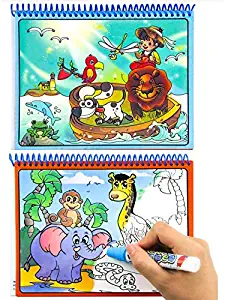 Watermagic Books Reusable Water-Reveal Activity Pads 2-pk Water Coloring Books Aqua Drawing Painting Toy Travel Kits with Bonus Pens for Kids (Letter,Numbers)