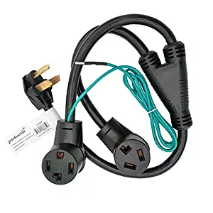 Parkworld 886597 Splitter, NEMA 10-30 Male Plug to 14-30 ＆ 10-30 Female Receptacle, Dryer 30 AMP 3-Prong Y Adapter Cord