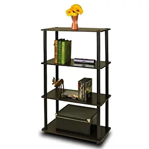 Furinno (99557EX/BK) Turn-N-Tube 4-Tier Multipurpose Shelf Display Rack - Espresso/Black