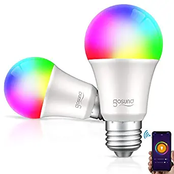 Gosund Smart Light Bulb Works with Alexa, Google Home, WiFi LED Bulb, Color Changing RGB E26 Bulb A19 No Hub Required 8W Lights Lighting 2pack
