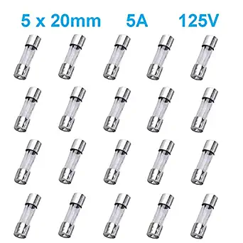 20 Pcs MCIGICM 5A 125V Fast-Blow Fuse F5AL F5A Glass Fuses 0.2 x 0.78 Inch (5x20mm)