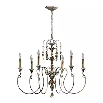 Quorum International 6006-6-70 Salento 6 Light Chandelier, 32", 33.72" x 9.02" x 16.86", Persian White