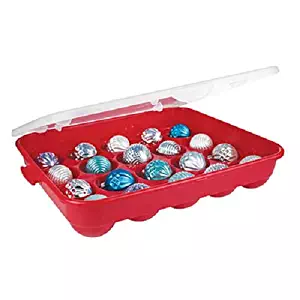 Sterilite Red Holiday Ornament Storage Container Organizer Case- Holds 20 (3.5" Orrnaments)