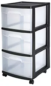 Sterilite 28309002 Black 3 Drawer Cart