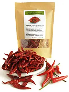 SaveALL organic dried red hot thai jinda birds eye chili pepper pods resealable bag good taste for professional good for chicken coconut soup tom yum goong massaman curry chicken and more 4.6 ounces