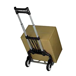 Mount-It! Folding Hand Truck and Dolly, 165 lb Capacity Heavy-Duty Luggage Trolley Cart with Telescoping Handle and Rubber Wheels