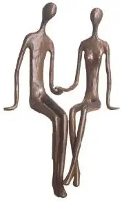 Danya B. ZD6349 Contemporary Sand-Casted Bronze Sculpture- Sitting Couple Holding Hands