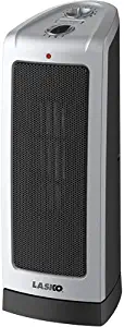 Lasko 16 Inch Oscillating Ceramic Tower Heater, 2 Heat Settings with Adjustable Thermostat, Auto Shut-Off, Built-in Safety Features