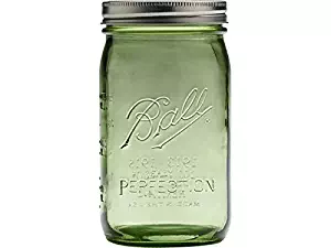 Ball Jar with Lid and Band - Pick Your Size and Color (Green, Wide Mouth Quart - 32 oz.)