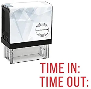 StampExpression - TIME in TIME Out Office Self Inking Rubber Stamp - Red Ink (A-5785)