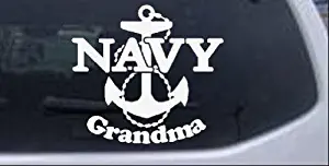 Rad Dezigns Navy Grandma Military Car Window Wall Laptop Decal Sticker - White 6in X 5.7in
