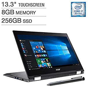 Newest Acer Spin 5 13.3" Touch Screen 2-in-1 Laptop, 8th Gen Intel Core i7-8550U, 8GB Memory, 256GB SSD, Backlit Keyboard, SP513-52N-888R, Steel Grey, More Upgrade Available